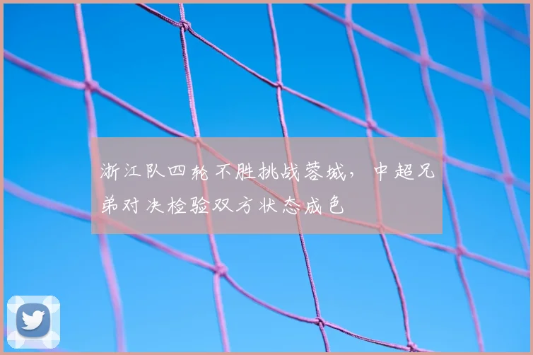 浙江队四轮不胜挑战蓉城，中超兄弟对决检验双方状态成色